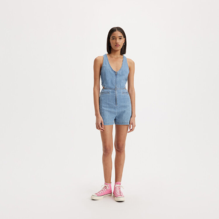 Levi's Rydon Cutout Romper Blushing Kadın Mavi V Yaka Elbise
