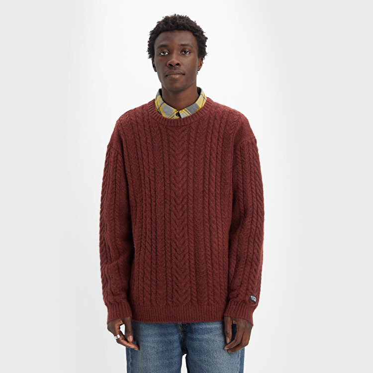 Levi's Battery Crewneck Erkek Bordo Yuvarlak Yaka Kazak