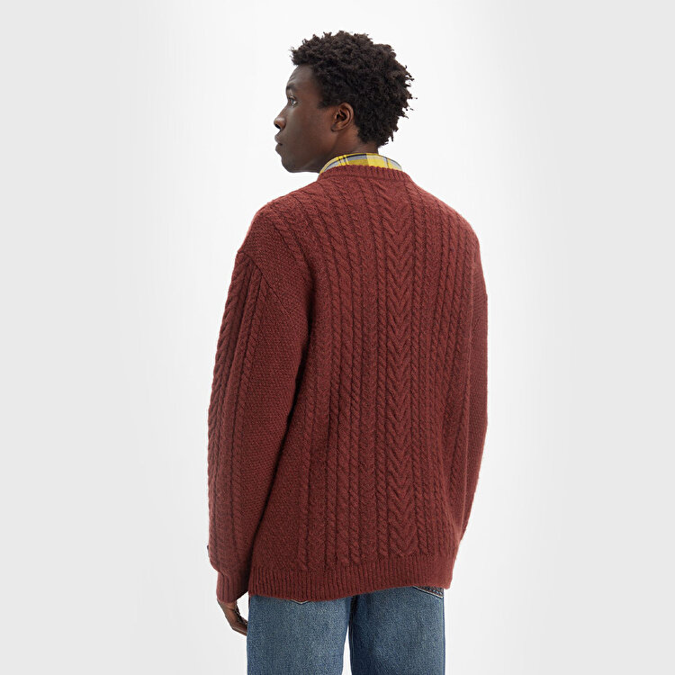 Levi's Battery Crewneck Erkek Bordo Yuvarlak Yaka Kazak