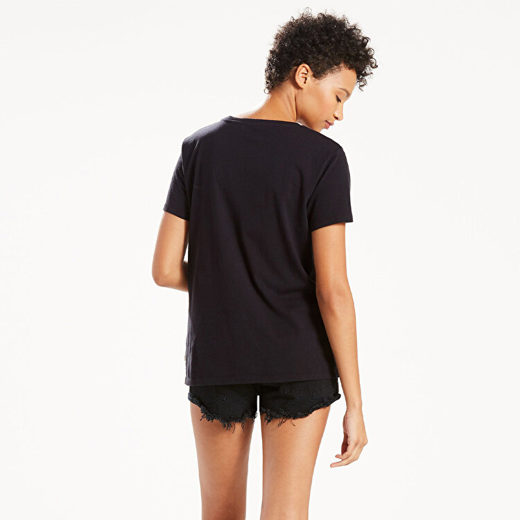 Levi's The Perfect Kadın Siyah Yuvarlak Yaka Tişört