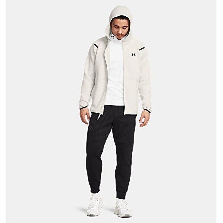 Under Armour Full Zip Hoodie Unstoppable Fleece Erkek Ekru Kapüşonlu Ceket