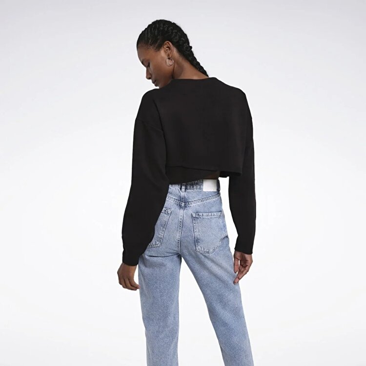 Reebok Activ Coll Dreamblend Mid Kadın Siyah Yuvarlak Yaka Sweatshirt
