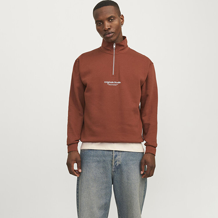 Jack&Jones Vesterbro Quarter Zip Erkek Turuncu Dik Yaka Sweatshirt