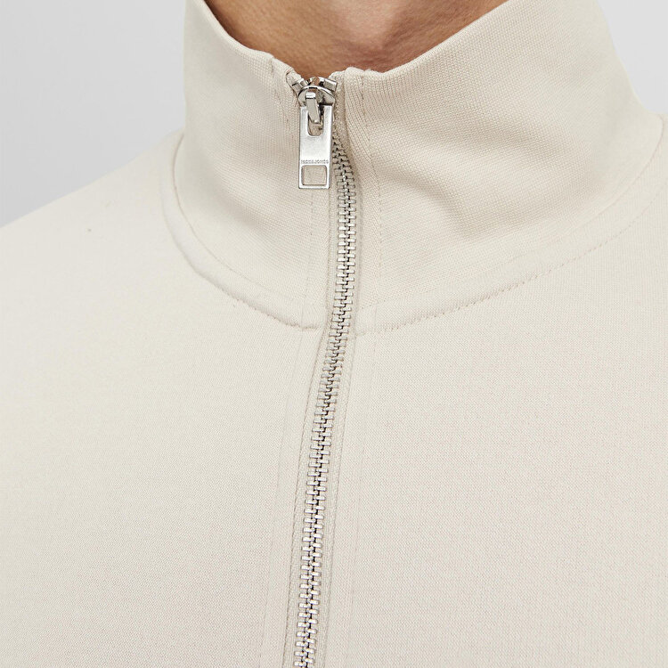 Jack&Jones Vesterbro Quarter Zip Erkek Bej Dik Yaka Sweatshirt