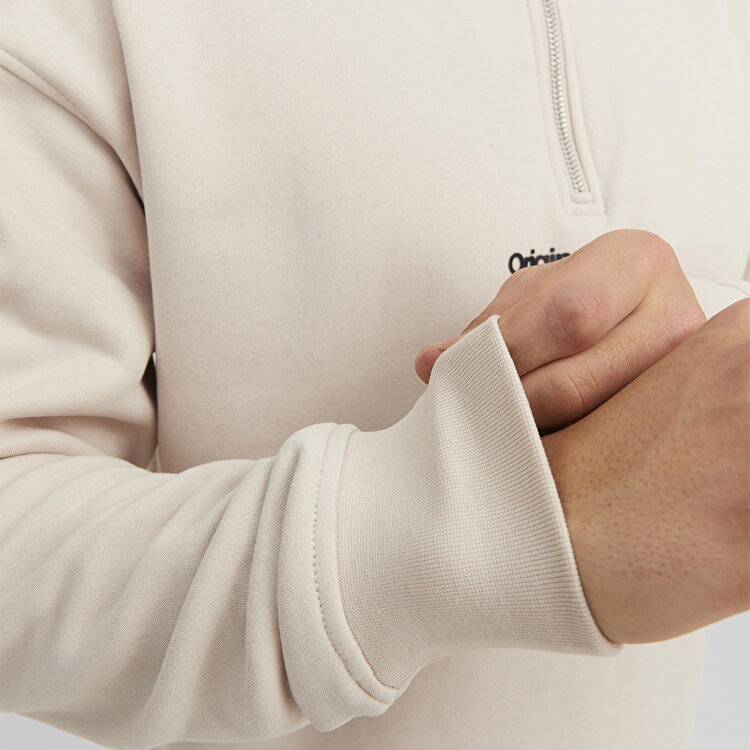 Jack&Jones Vesterbro Quarter Zip Erkek Bej Dik Yaka Sweatshirt