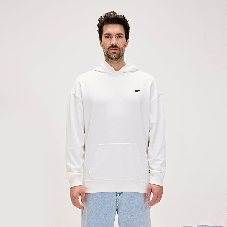 Bad Bear Drake Oversize Erkek Beyaz Kapüşonlu Hoodie