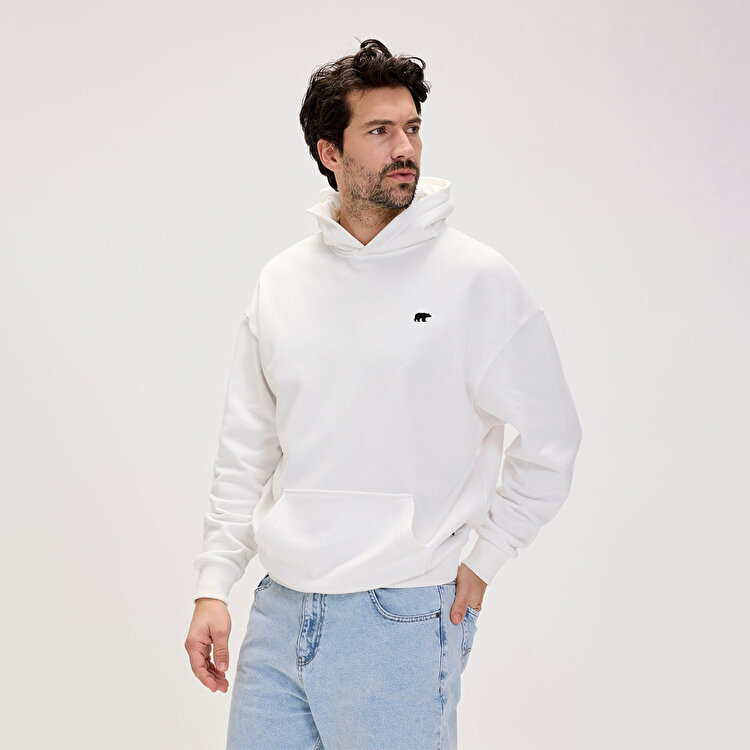 Bad Bear Drake Oversize Erkek Beyaz Kapüşonlu Hoodie