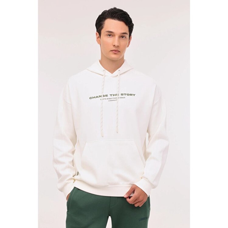 Lumberjack Filaz Erkek Beyaz Kapüşonlu Hoodie 101892840 - Sporthink