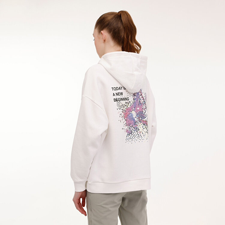 Lumberjack Belda Kadın Ekru Kapüşonlu Sweatshirt