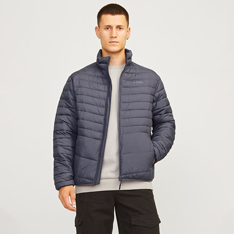 Jack&Jones State Packable Puffer Colar Erkek Gri Dik Yaka Ceket