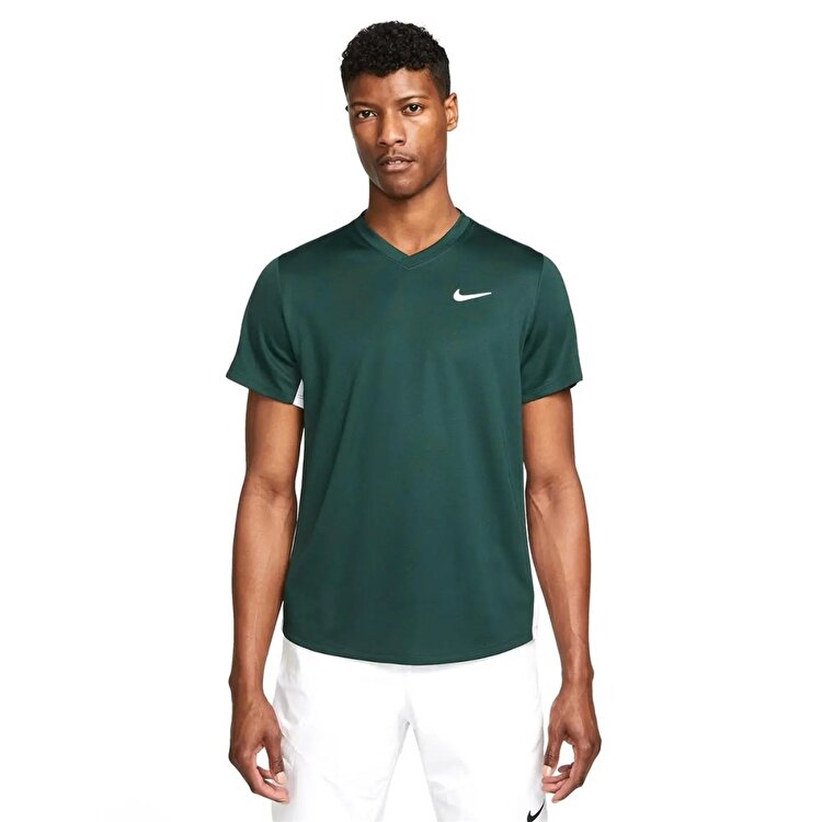 Nike Court Dri Fit Victory Tennis Erkek Yeşil V Yaka Tişört CV2982