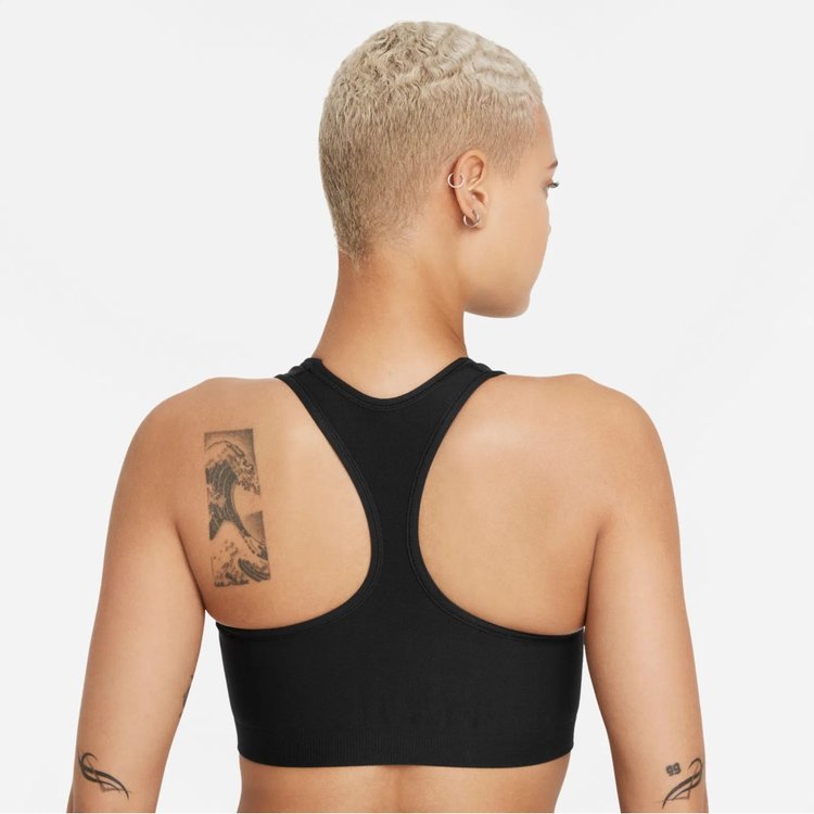 Nike Swoosh Seamless Dri Fit Kadın Siyah Yuvarlak Yaka Büstiyer DD3540 ...