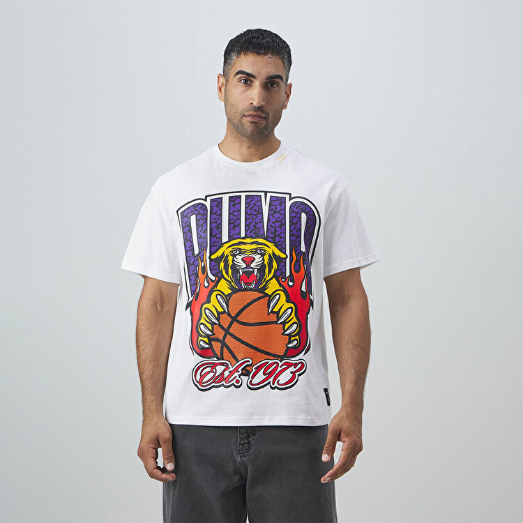 Puma Crowd Craze 3 Erkek Beyaz Yuvarlak Yaka Tişört 62758701