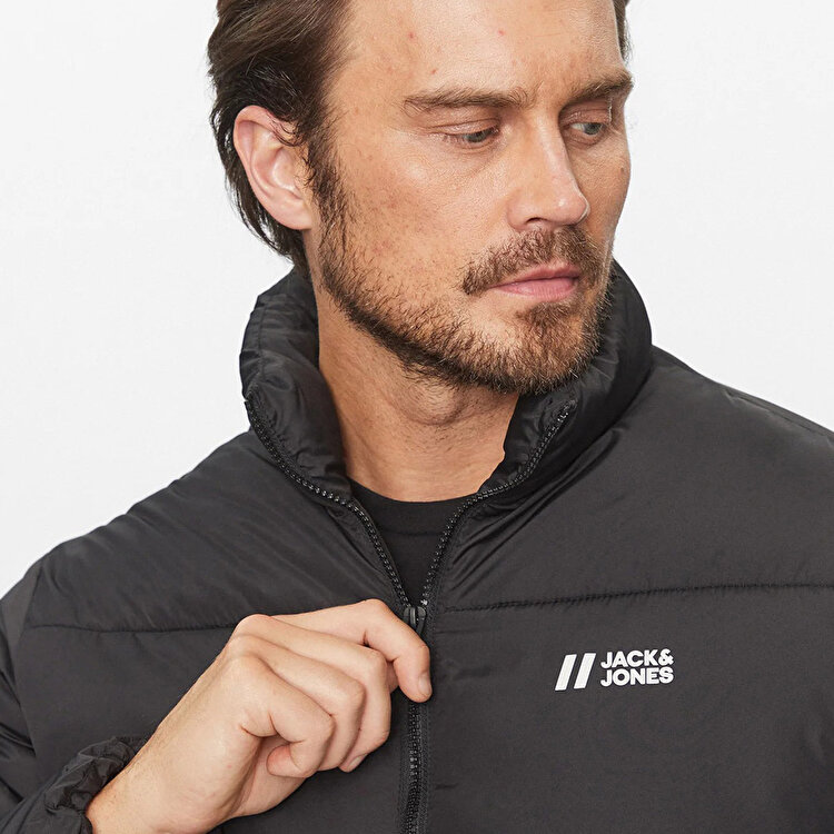 Jack&Jones Max Puffer Erkek Siyah Dik Yaka Mont
