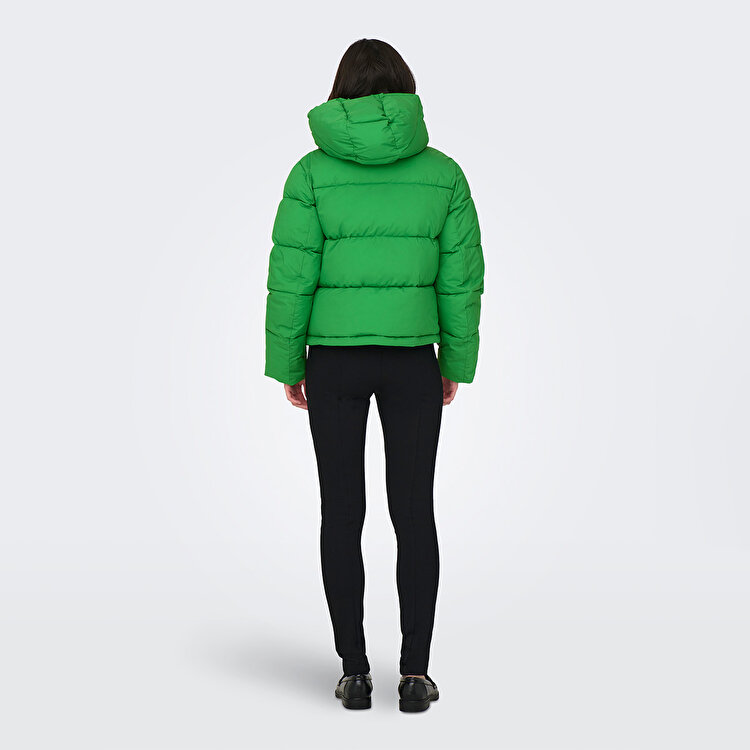 Only Ann Premium Puffer Short Otw Kadın Yeşil Kapüşonlu Mont