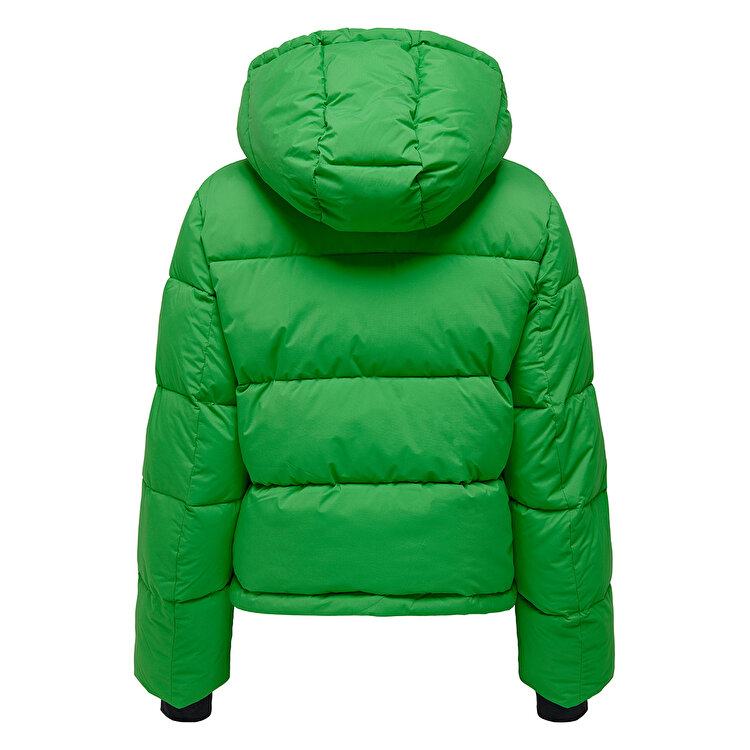 Only Ann Premium Puffer Short Otw Kadın Yeşil Kapüşonlu Mont
