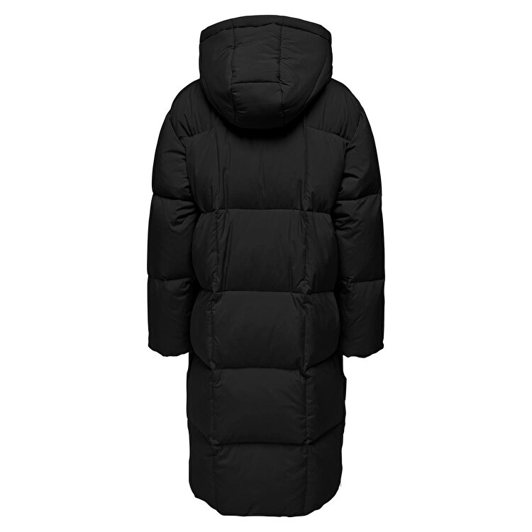 Only Vilma Down Long Coat Kadın Siyah Kapüşonlu Mont