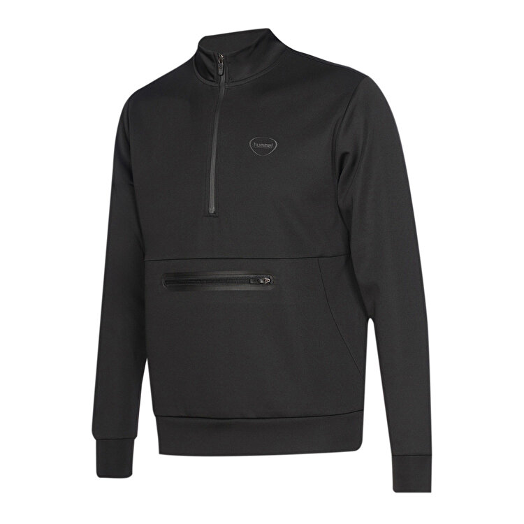 Hummel Loton Zip Neck Erkek Siyah Dik Yaka Sweatshirt
