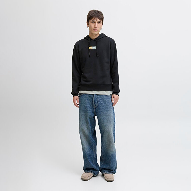 Jack&Jones Pan Erkek Siyah Kapüşonlu Sweatshirt 12278618-BLK
