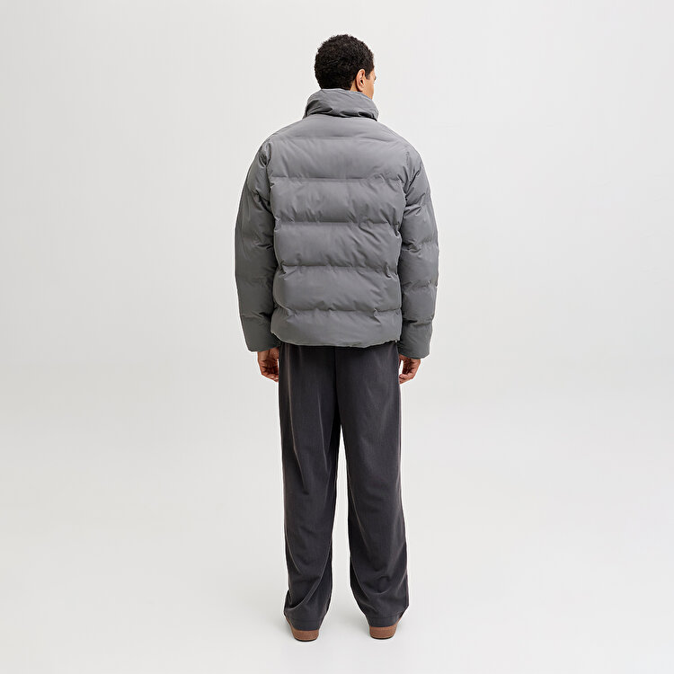 Jack&Jones Soho Puffer Collar Erkek Gri Dik Yaka Mont