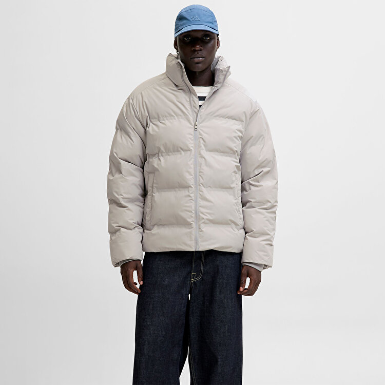 Jack&Jones Soho Puffer Collar Erkek Gri Dik Yaka Mont