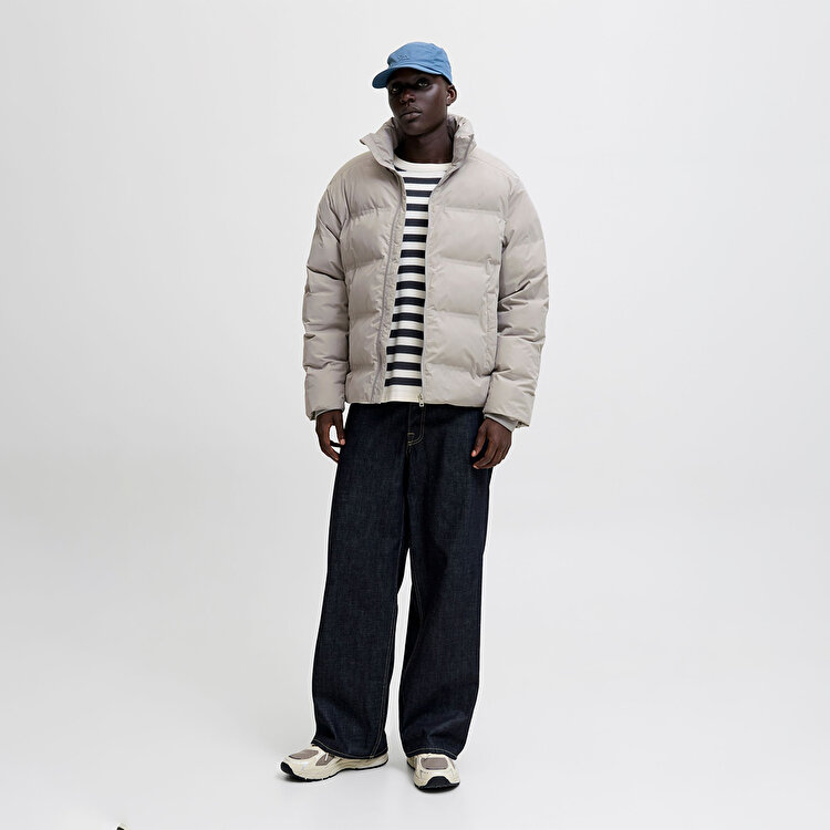 Jack&Jones Soho Puffer Collar Erkek Gri Dik Yaka Mont