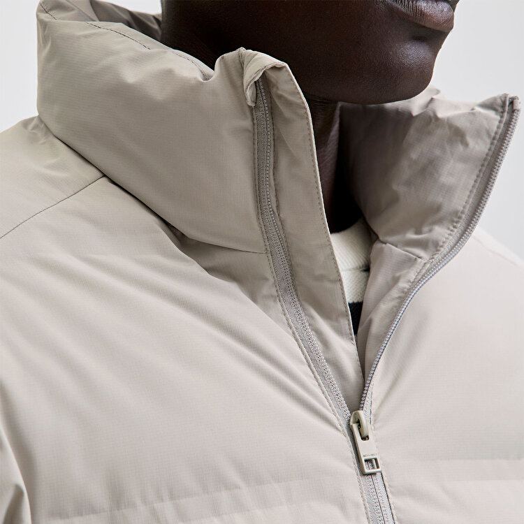 Jack&Jones Soho Puffer Collar Erkek Gri Dik Yaka Mont