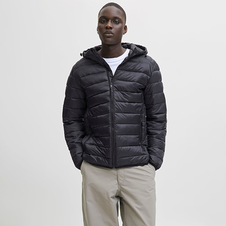 Jack&Jones Bradley Light Puffer Hood Erkek Siyah Kapüşonlu Mont