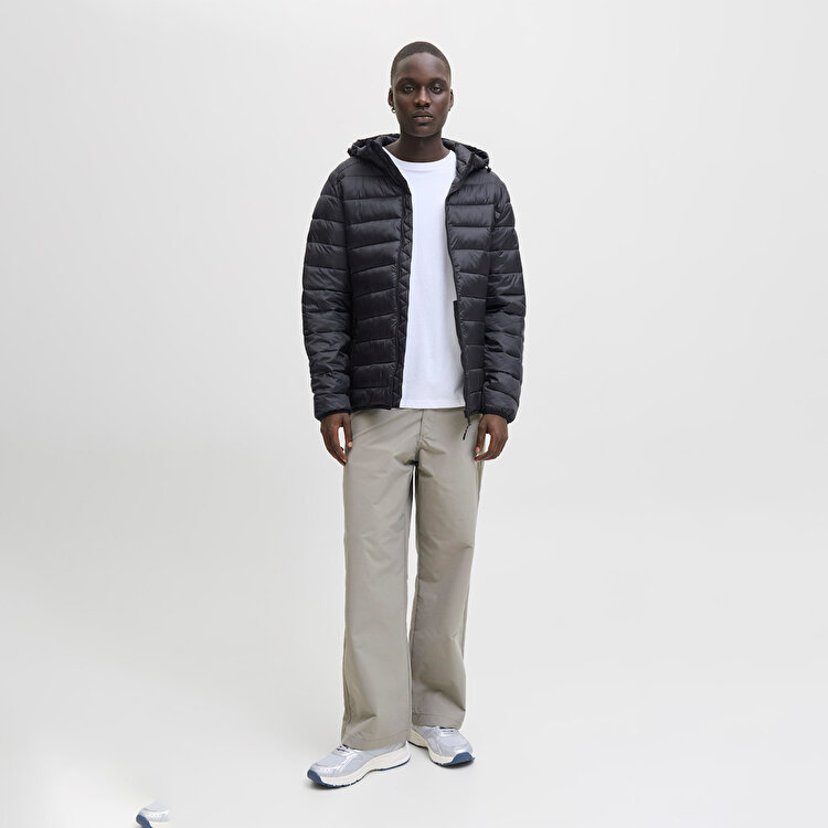 Jack&Jones Bradley Light Puffer Hood Erkek Siyah Kapüşonlu Mont