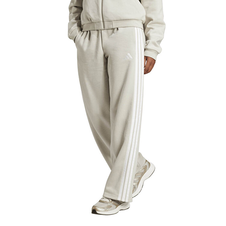 adidas Essentials 3-Stripes Open-Hem Flee Kadın Gri Eşofman Altı