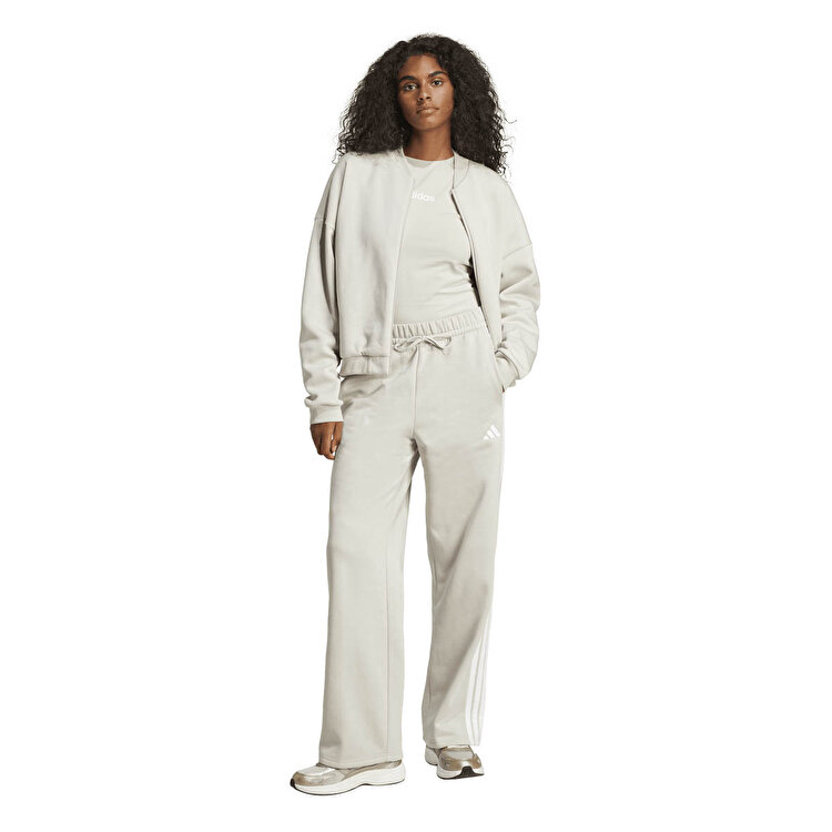 adidas Essentials 3-Stripes Open-Hem Flee Kadın Gri Eşofman Altı