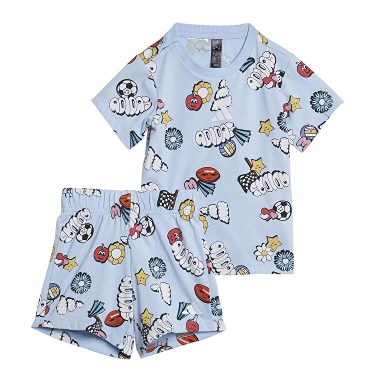 adidas Fun Allover Print Bebek Mavi Eşofman Takımı