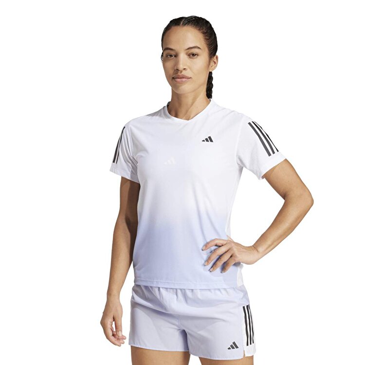 adidas Own The Run Climacool Colorblock Kadın Beyaz Yuvarlak Yaka Tişört