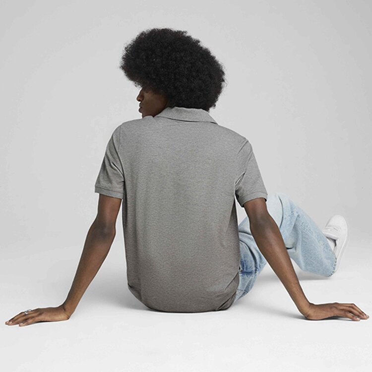 Puma Essentials No 1 Logo Pique Erkek Gri Polo Yaka Tişört