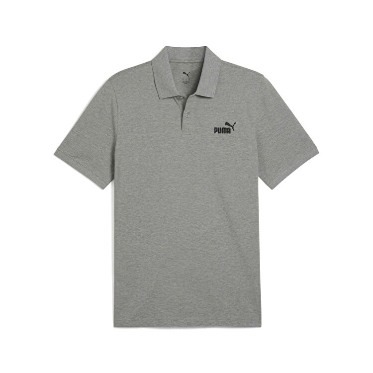 Puma Essentials No 1 Logo Pique Erkek Gri Polo Yaka Tişört