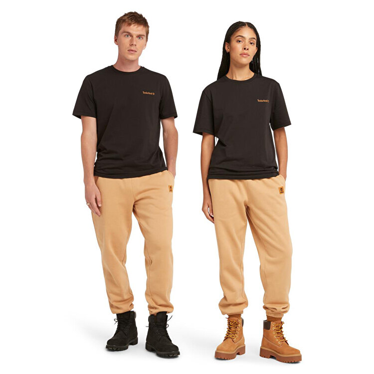 Timberland Small Linear Logo Print Erkek Siyah Yuvarlak Yaka Tişört