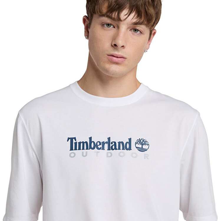 Timberland Anti Uv Outdoor Graphic Erkek Beyaz Yuvarlak Yaka Tişört