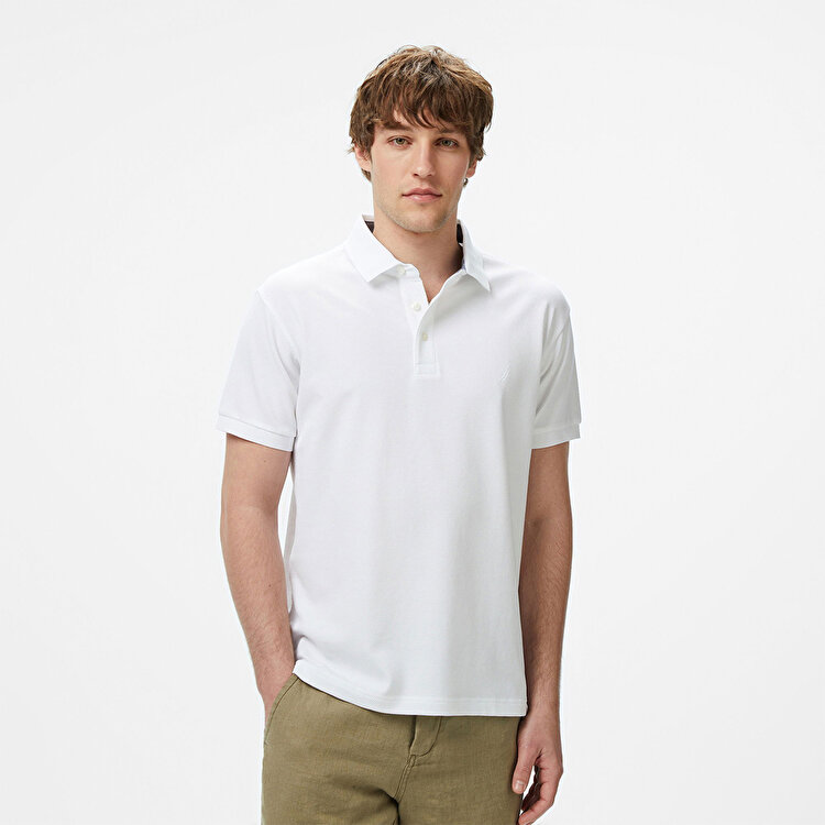 Nautica K55052T Erkek Beyaz Polo Yaka Tişört