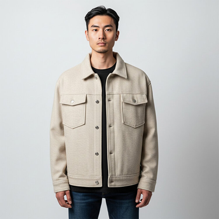 Jack&Jones Ridgewood Melange Overshirt Erkek Bej Ceket 12266397