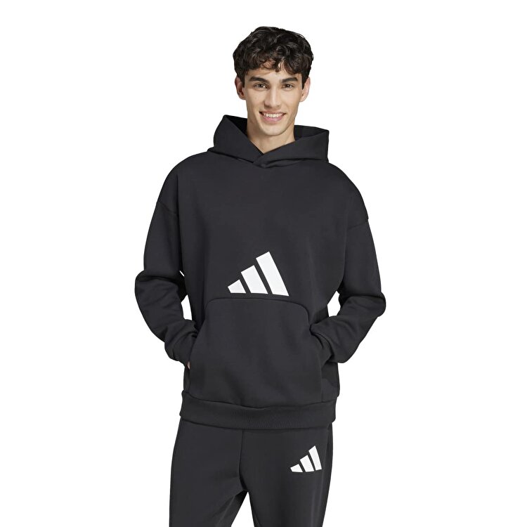 adidas Future Icons 3 Bar Erkek Siyah Kapüşonlu Hoodie JI8769