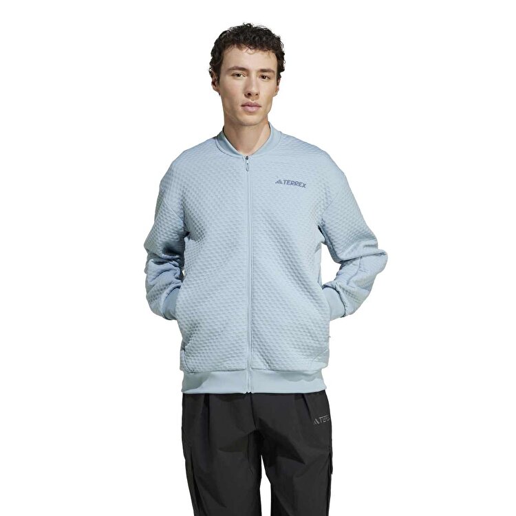 adidas Terrex Xploric Sweat Erkek Mavi V Yaka Ceket JE3921 - Sporthink