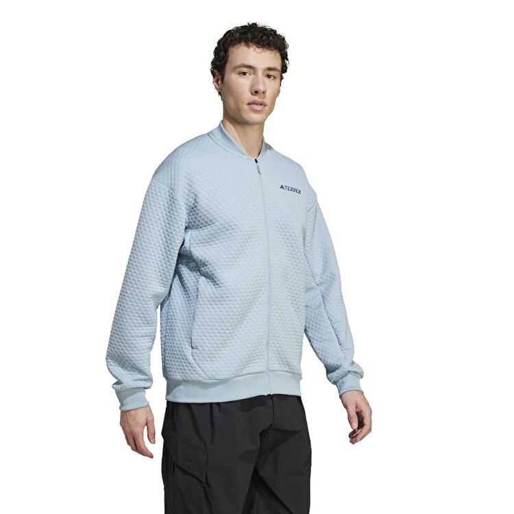 adidas Terrex Xploric Sweat Erkek Mavi V Yaka Ceket JE3921 - Sporthink