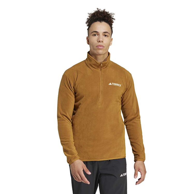 adidas Multi Essentials Half Zip Erkek Kahverengi Dik Yaka Polar