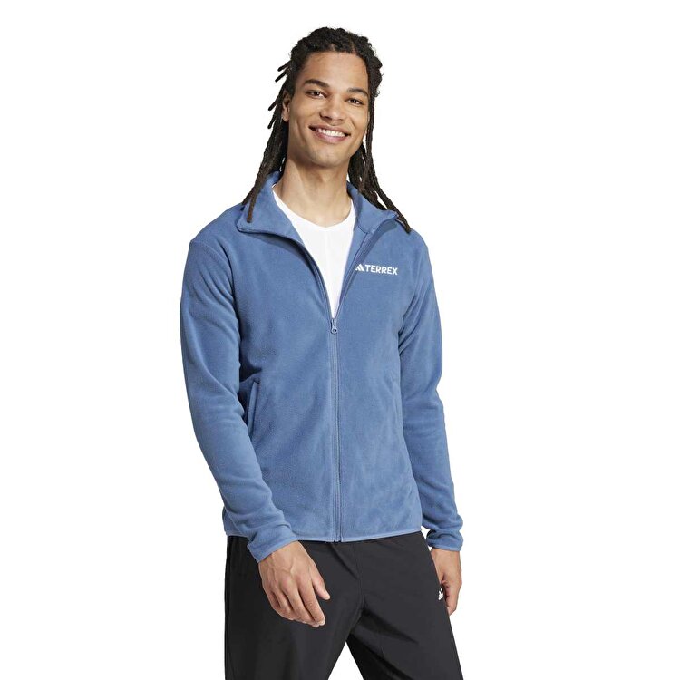 うま adidas Multi Essentials Half Zip Erkek Mavi Dik Yaka Polar JP0798