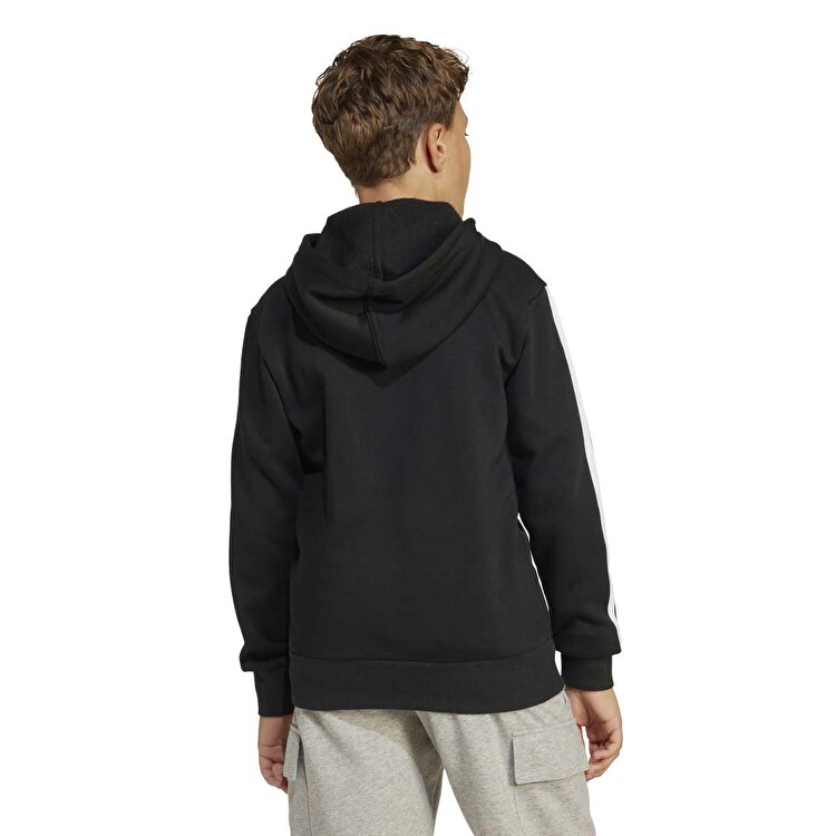 adidas 3 Stripes Fleece Çocuk Siyah Kapüşonlu Ceket