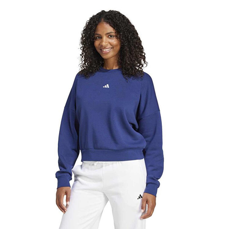 adidas Small Logo Feel Cozy Kadın Lacivert Bisiklet Yaka