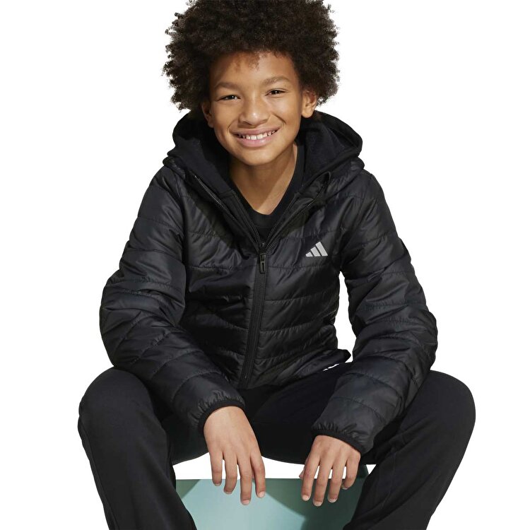 adidas Essentials Light Padded Çocuk Siyah Kapüşonlu Mont