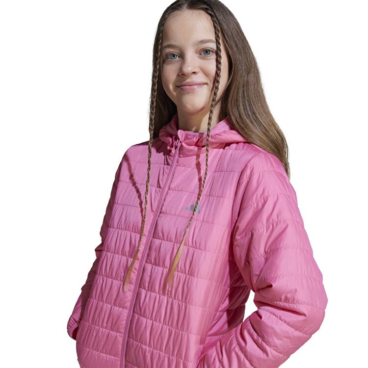 adidas Essentials Light Padded Çocuk Pembe Kapüşonlu Mont
