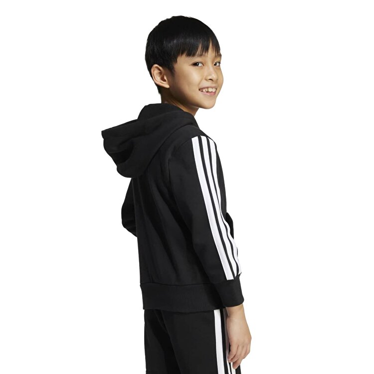 adidas 3 Stripes Fleece Çocuk Siyah Kapüşonlu Ceket