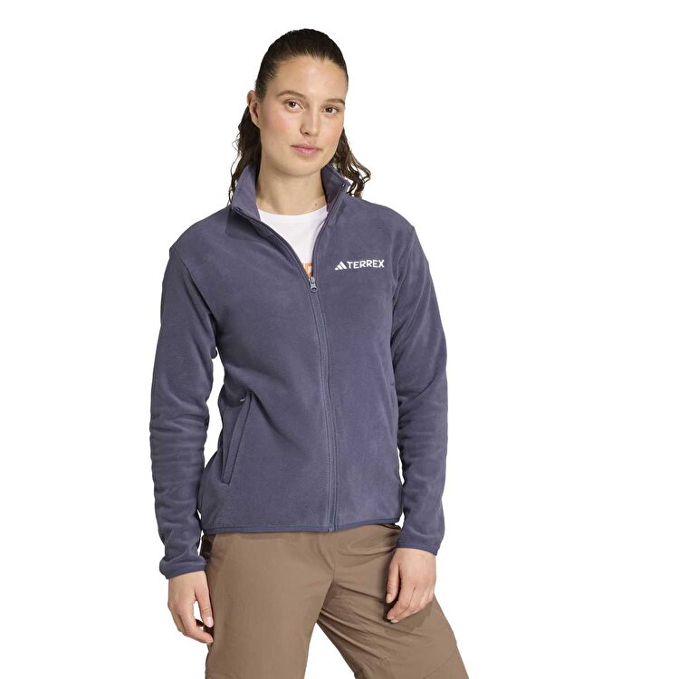 adidas MT Esseantials Full Zip Fleece Kadın Mor Dik Yaka Ceket